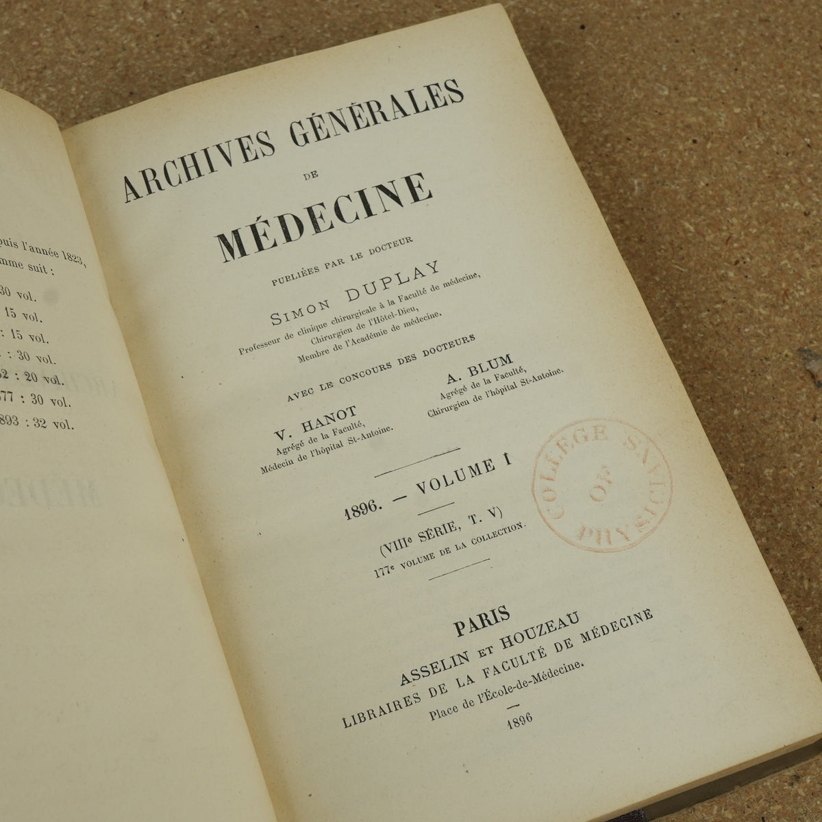 The Archives Générales de Médecine Serie 8 Vol 5 by Simon Duplay 1896
