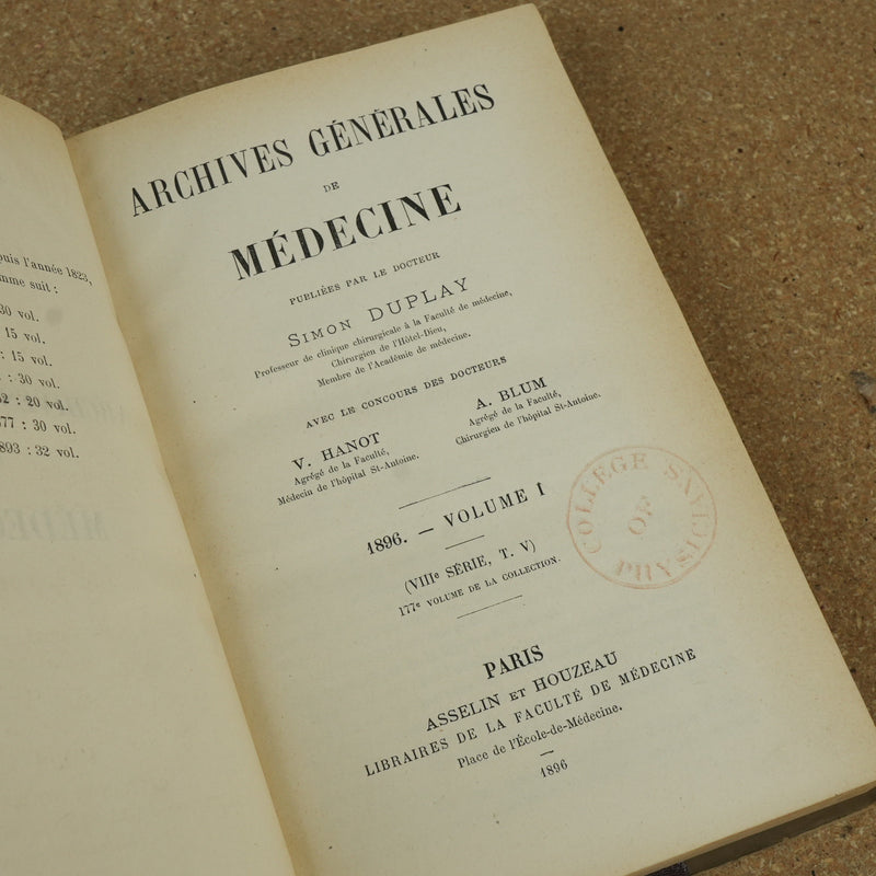 The Archives Générales de Médecine Serie 8 Vol 5 by Simon Duplay 1896