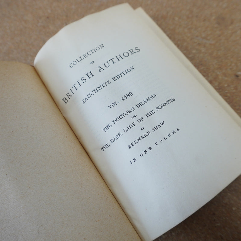 The Doctor's Dilemma and The Dark Lady of The Sonnets by Bernard Shaw 1914
