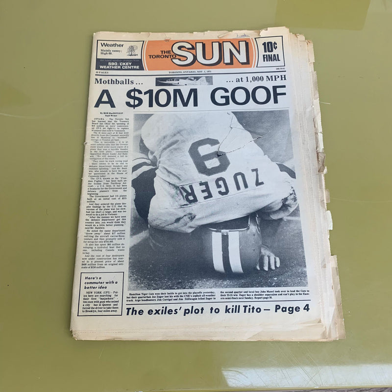 The Toronto Sun Newspaper - First Edition November 1, 1971