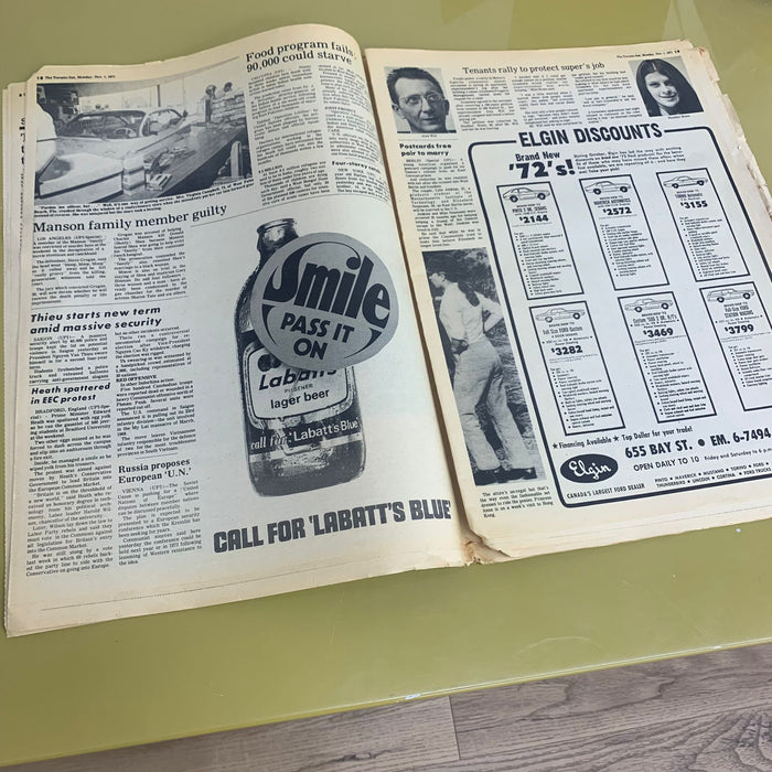 The Toronto Sun Newspaper - First Edition November 1, 1971