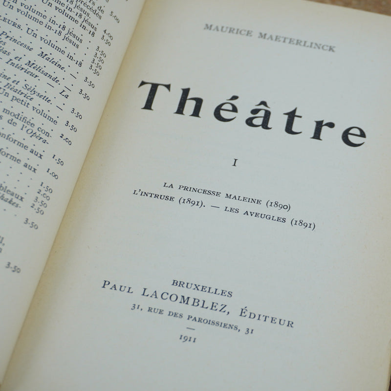 Théâtre by Maurice Maeterlinck 1912 - Complete Set of 3 Vol