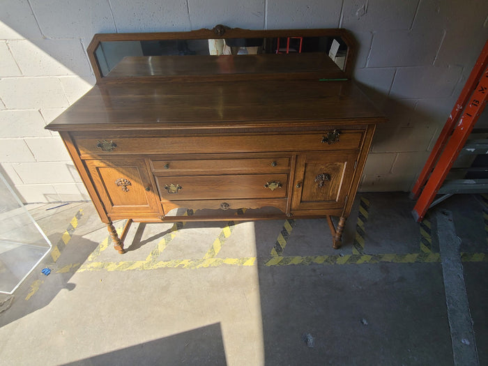 Brown Wooden Dresser with Mirror