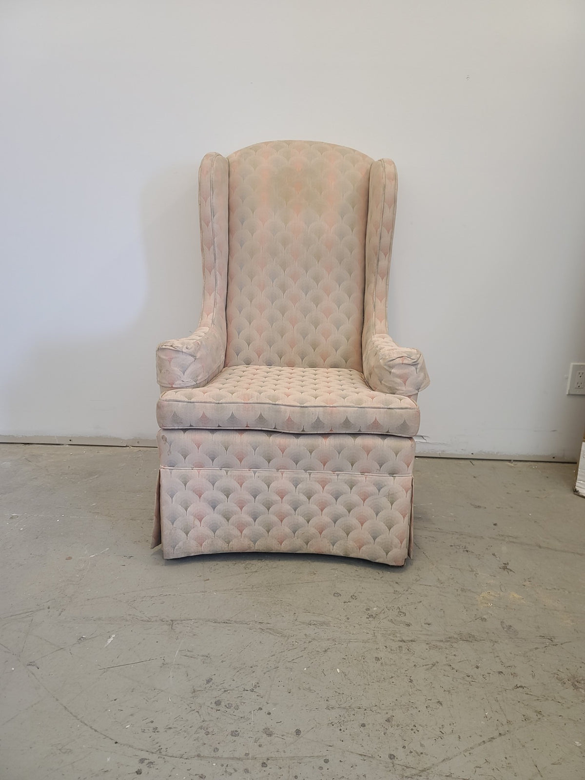 Light Pink Fabric Wingback Chair