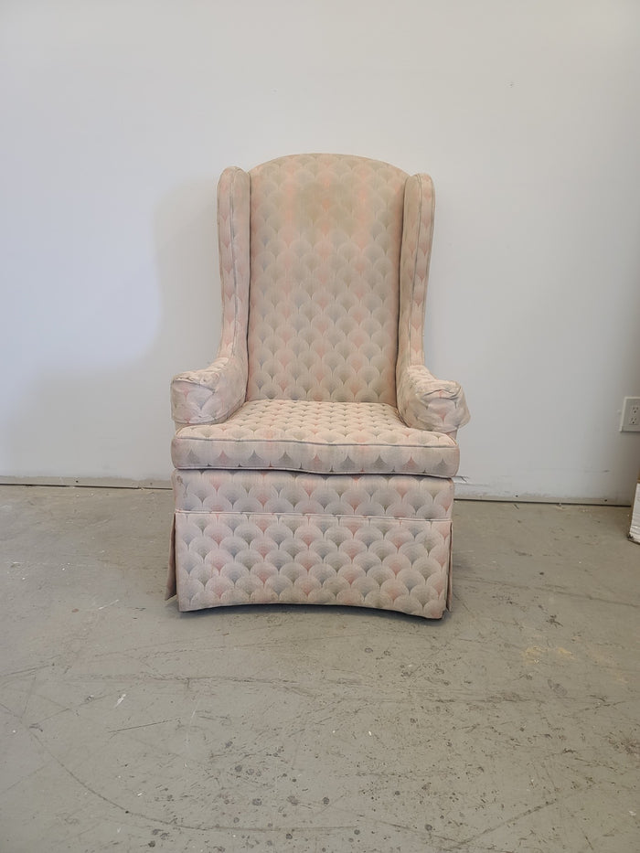 Light Pink Fabric Wingback Chair