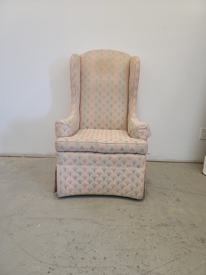 Light Pink Fabric Wingback Chair