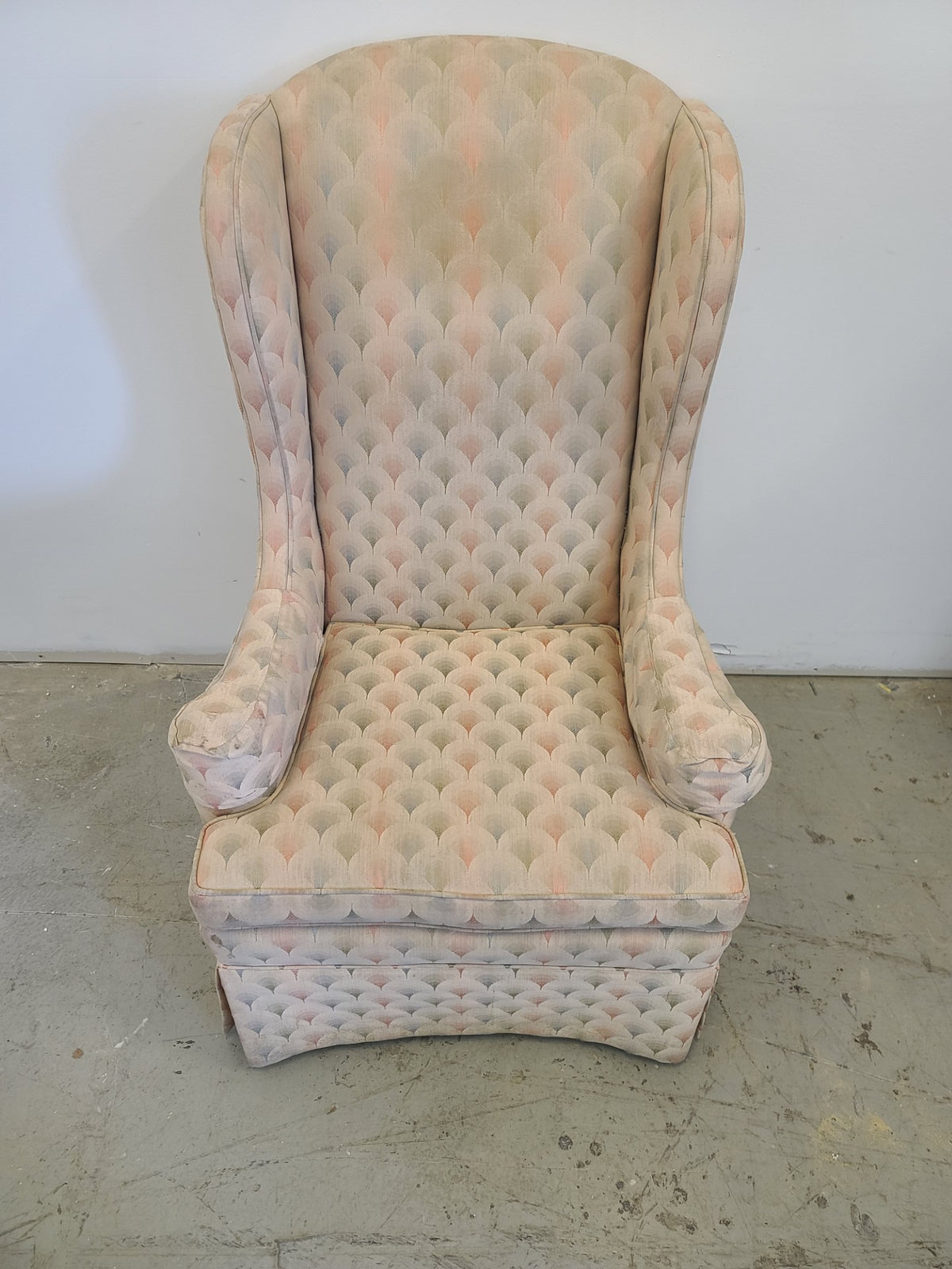 Light Pink Fabric Wingback Chair