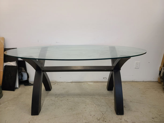72" Oval Glass Table
