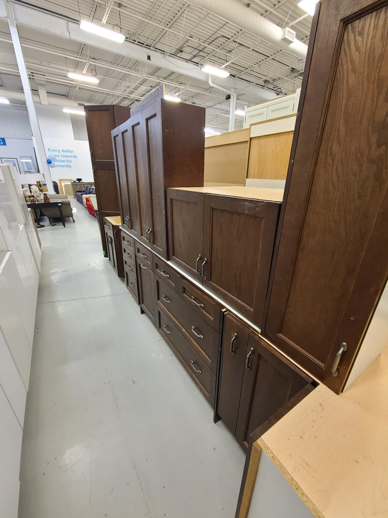 Set of Brown Kitchen Cabinets