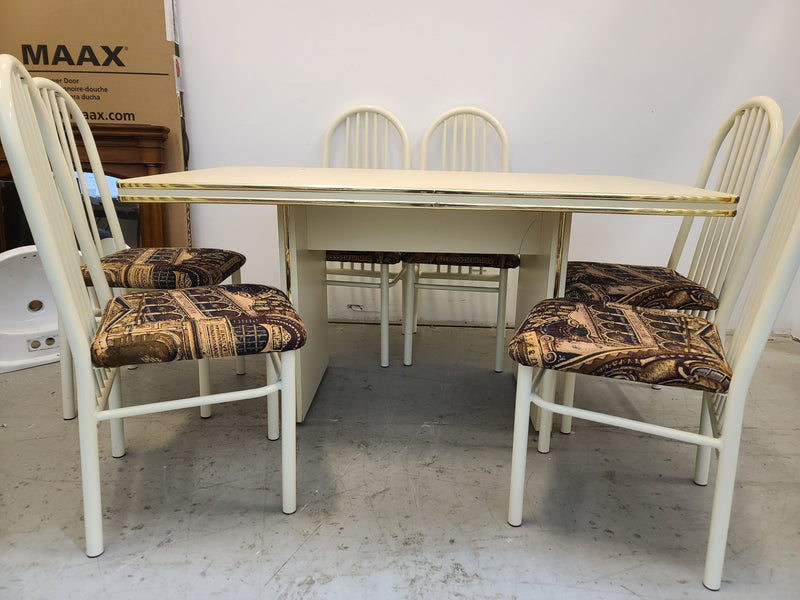 White Dining Set with 6 Chairs