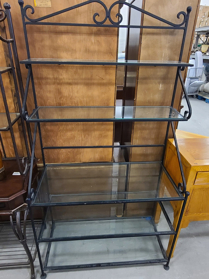 Wrought Iron Bakers Rack with Glass Shelves