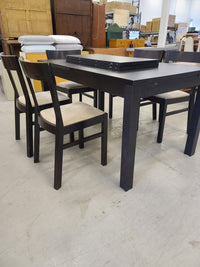 Black Dining Set with 5 chairs and 2 leafs