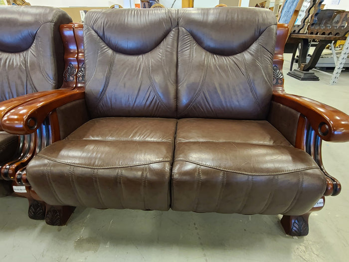 Dark Brown Leather Loveseat