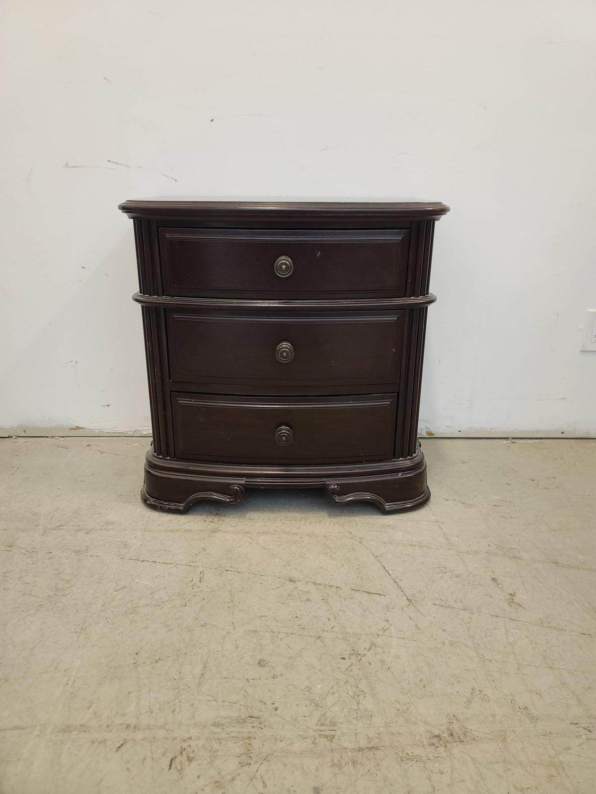 Dark Brown 3-Drawer Nightstand
