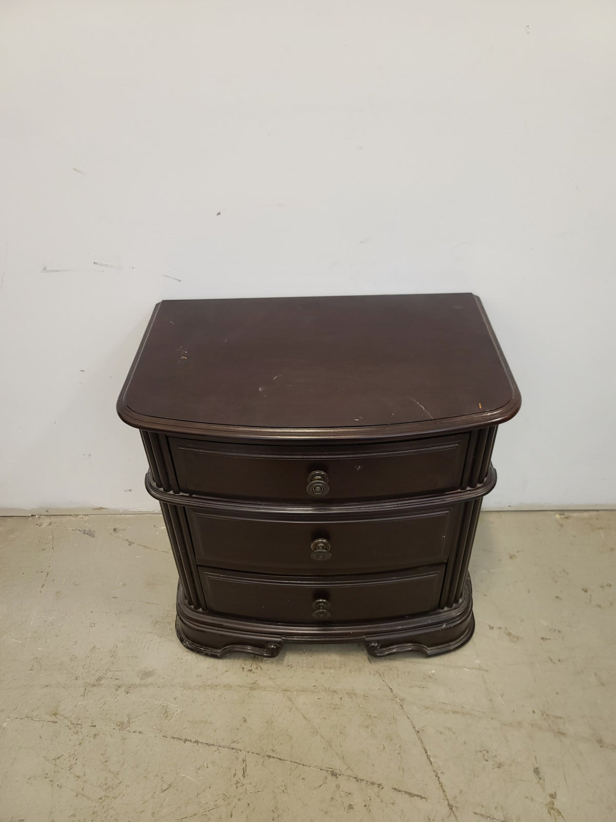 Dark Brown 3-Drawer Nightstand