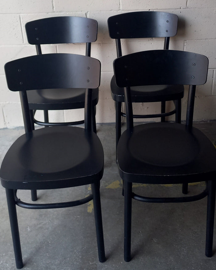 Set of 4 Black Wooden Chairs
