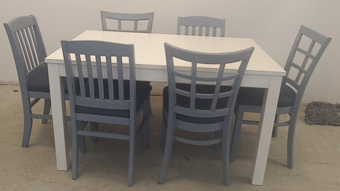 White Dining Table with Six Chairs