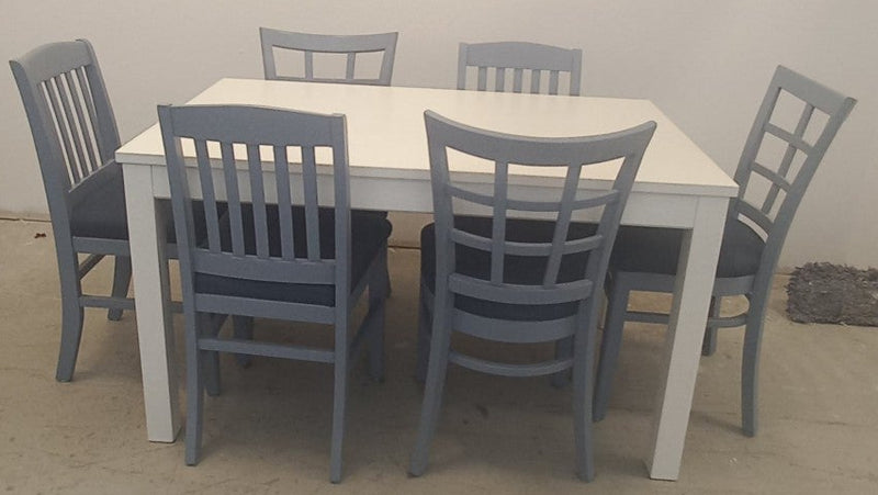 White Dining Table with Six Chairs