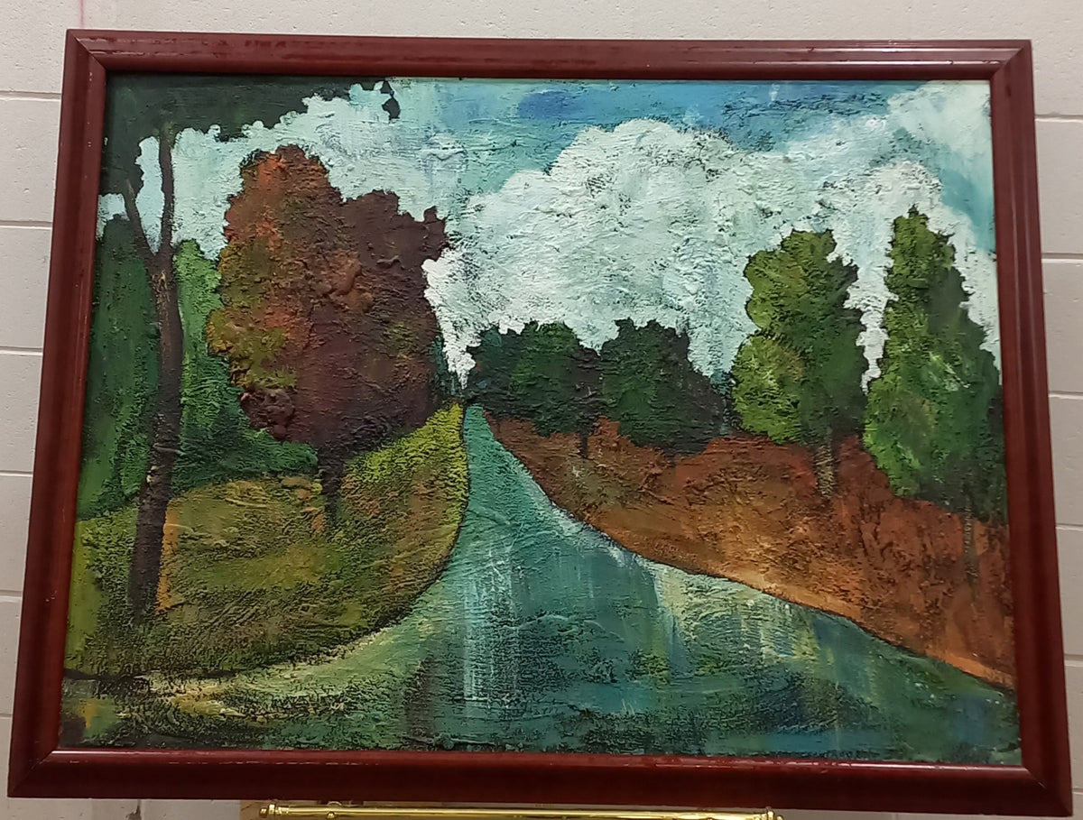 40x52-Inch Framed Artwork - The Forest with a River Running Through The Middle