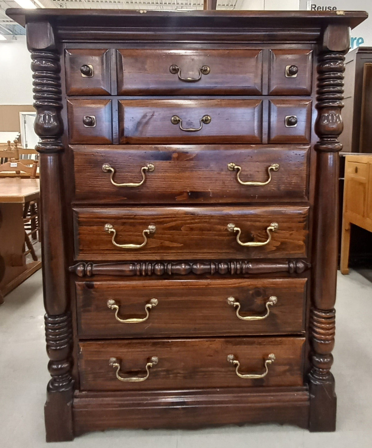 Six Drawer Rustic Brown Dresser
