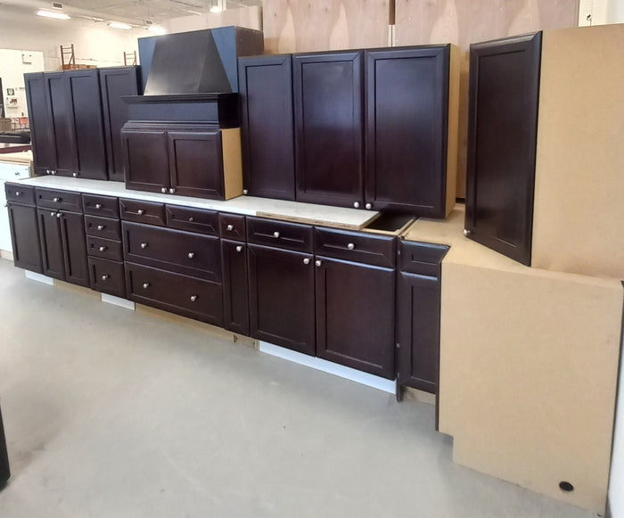 Set of Kitchen Cabinets in Dark Brown