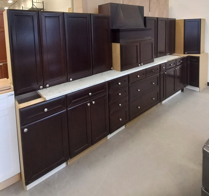 Set of Kitchen Cabinets in Dark Brown