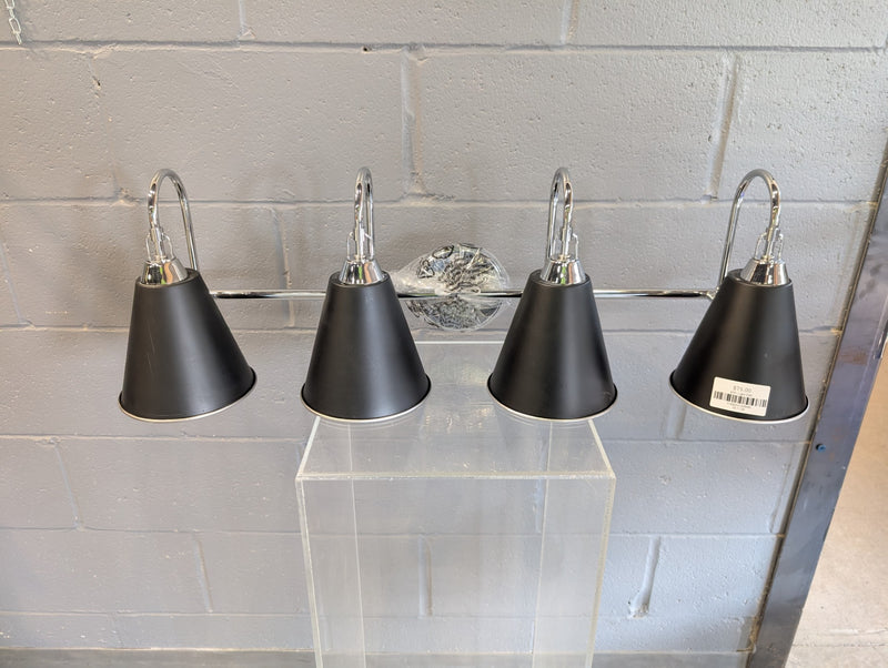 Four Light Vanity Fixture in Black and Chrome