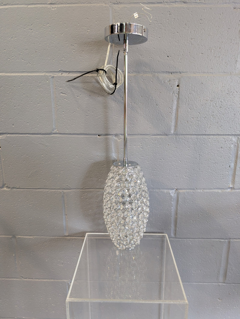 Chrome Pendant with Crystal Encasement