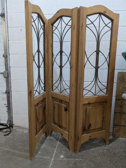 Rustic 3 Door Room Divider With Ironwork