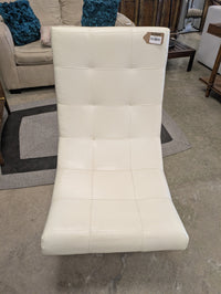 Leatherette Armless Swivel Chair; White