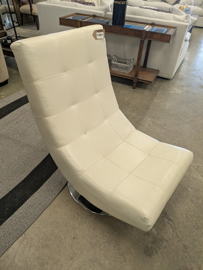 Leatherette Armless Swivel Chair; White