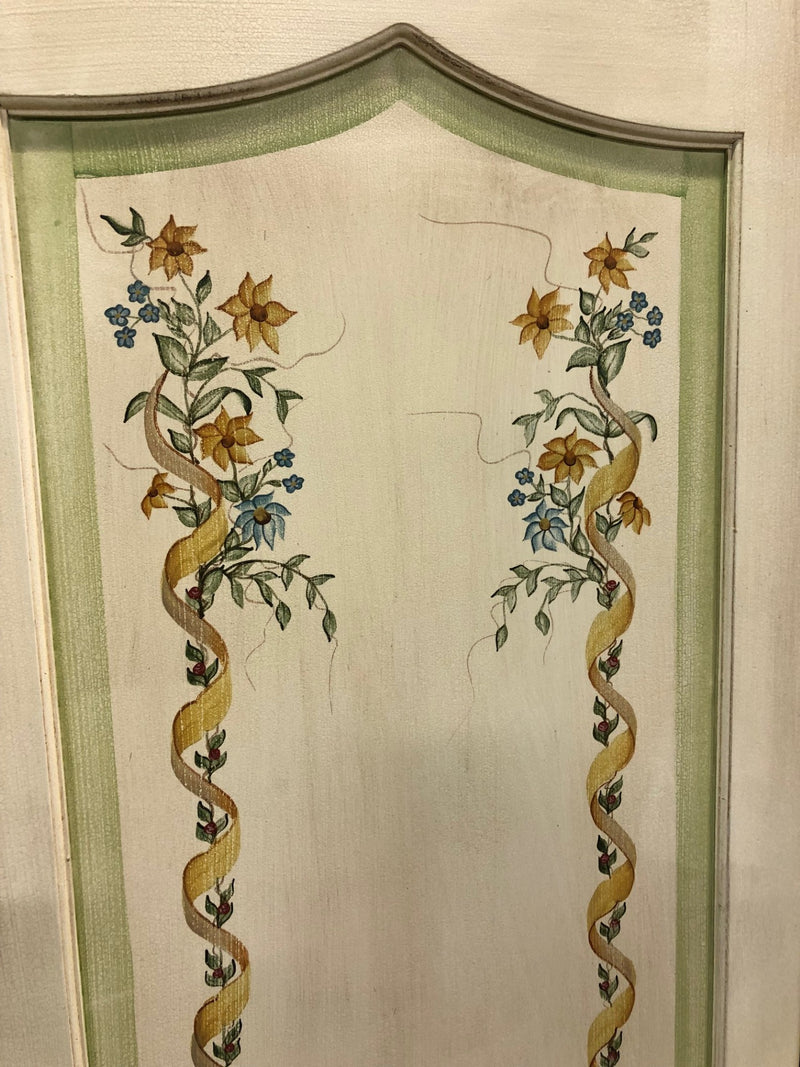 Solid Wood Armoire with Floral Motif