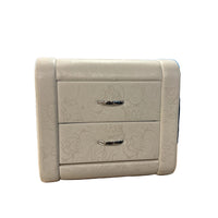 21 Inch White Faux Leather Nightstand