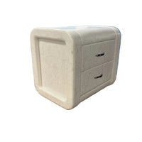 21 Inch White Faux Leather Nightstand
