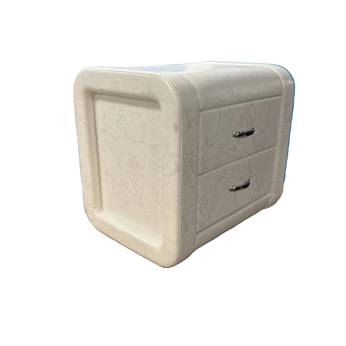 21 Inch White Faux Leather Nightstand