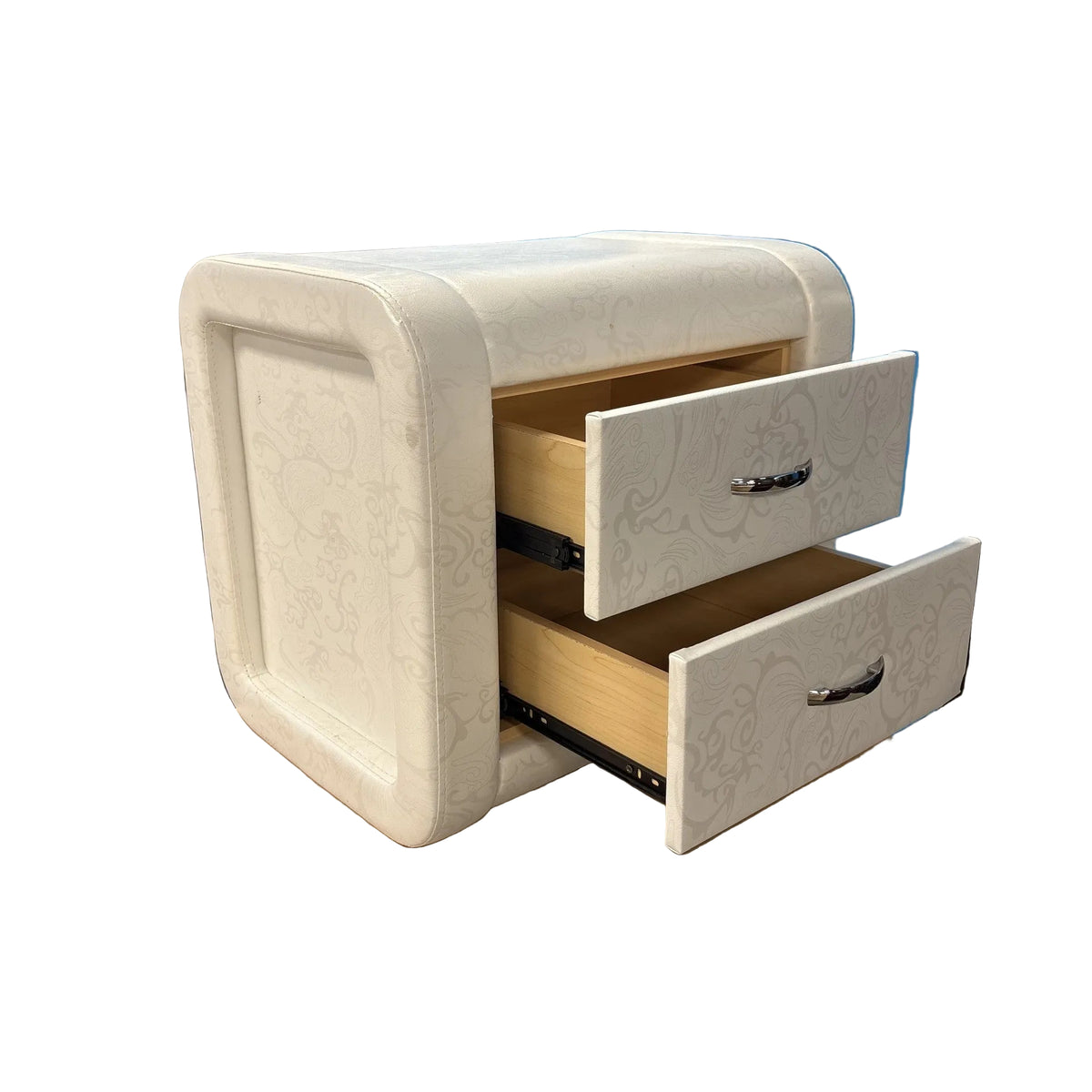 21 Inch White Faux Leather Nightstand