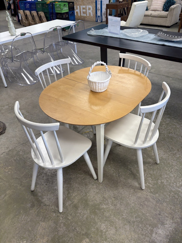 Wooden Table with 4- White Chairs - SET