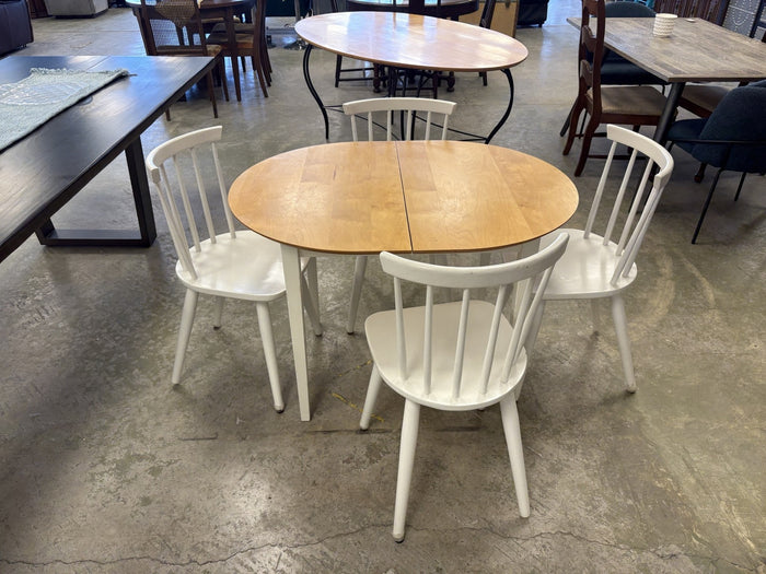 Wooden Table with 4- White Chairs - SET