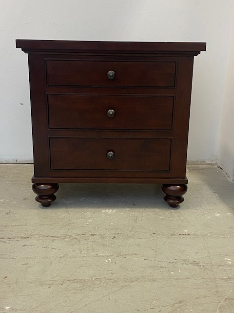 Solid Oak Wood 3 Drawer Bedside Table