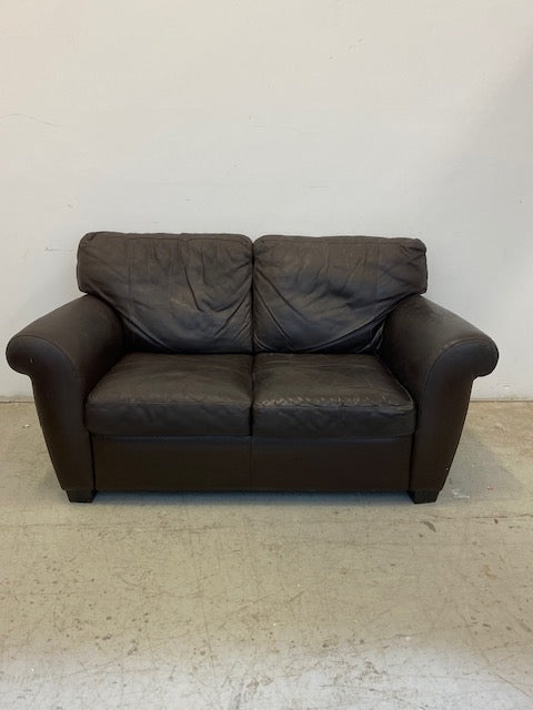 Brown 2-Seater Leather Sofa