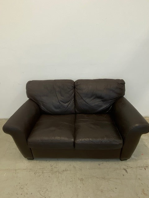 Brown 2-Seater Leather Sofa