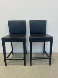 Black Leather Bar Stools (set of 2)