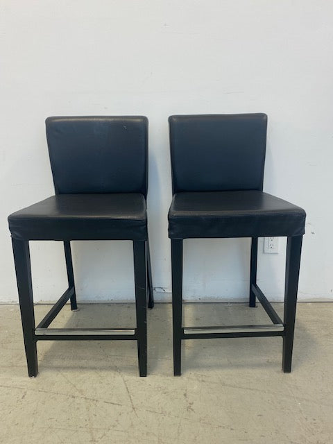 Black Leather Bar Stools (set of 2)