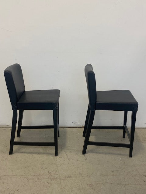 Black Leather Bar Stools (set of 2)