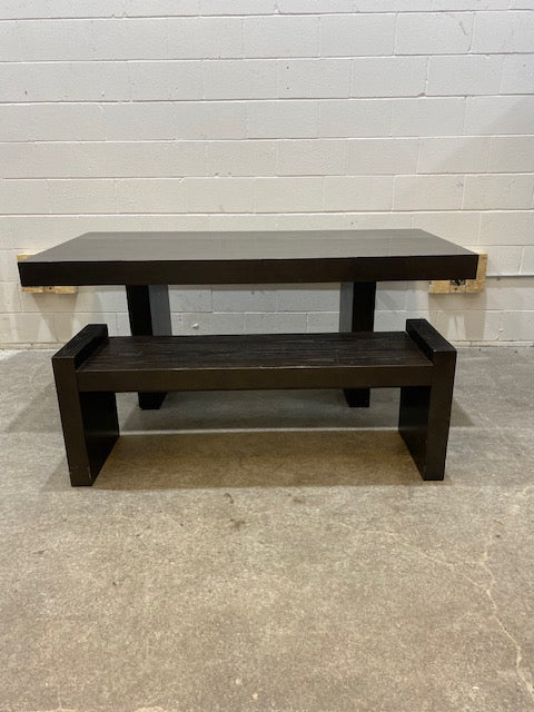 Black Wooden Dining Table w/Bench