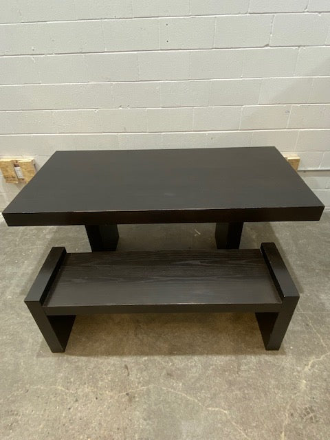 Black Wooden Dining Table w/Bench