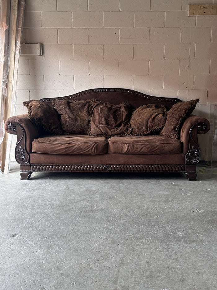 Brown Studded Ornate Sofa (B)