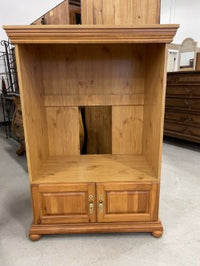 Two-tone wood entertainment unit with lower storage