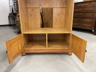 Two-tone wood entertainment unit with lower storage