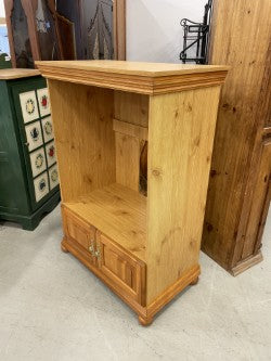 Two-tone wood entertainment unit with lower storage